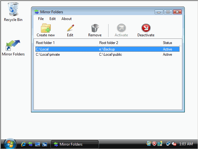 Mirror Folders Screenshot